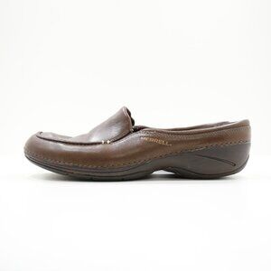 Merrell Basso Brown Leather Retro Lightweight Flat Mules - 7